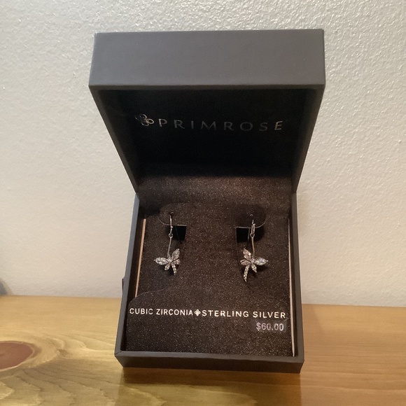 PRIMROSE Sterling Silver Dragonfly Earrings CUBIC ZIRCONIA - Picture 3 of 4